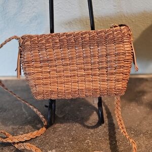 Monsac Woven Brown Crossbody Bag